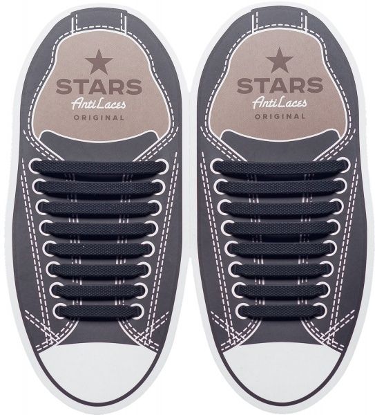 Шнурки силиконовые AntiLaces Classic 38-68 мм 16 шт. черный 