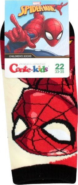 Шкарпетки дитячі Conte-Kids Marvel Людина-павук короткі 356 17С-133СПМ р.22 червоний із чорними вставками 