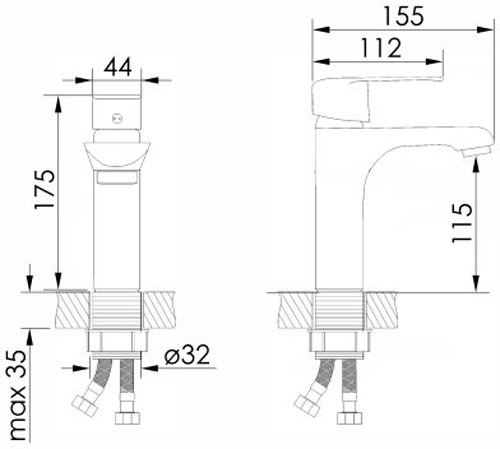 Смеситель для умывальника Imprese SAFIR хром 35 мм f03508101AA
