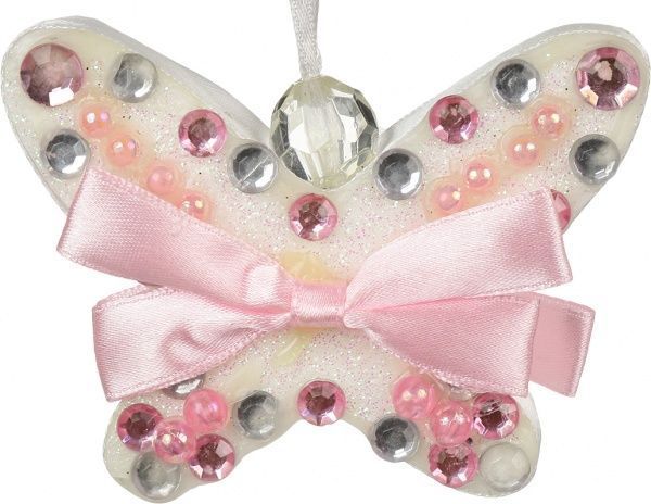 Подвеска Бабочка с бантом розовая 6,5 см DL120450F  