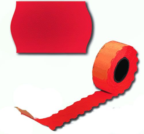 Цінник 26x16 фігурный 6 метрів 375 шт. 6 роликів червоний 