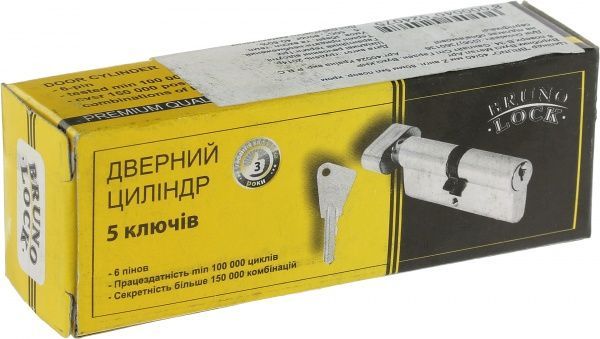 Цилиндр Bruno 40024 40x40 ключ-вороток 80 мм хром