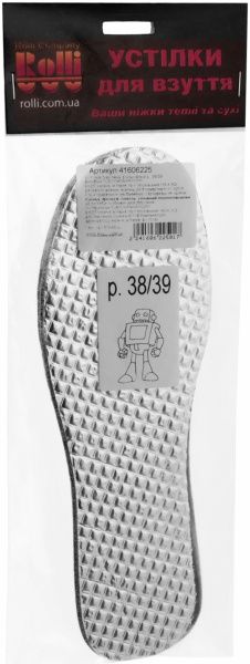 Стельки для обуви войлочные с фольгой Роллі 38-39 черный