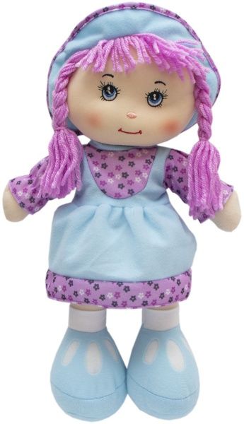 Кукла Девилон 860814 мягконабивная с вышитым личиком 36 см голубая