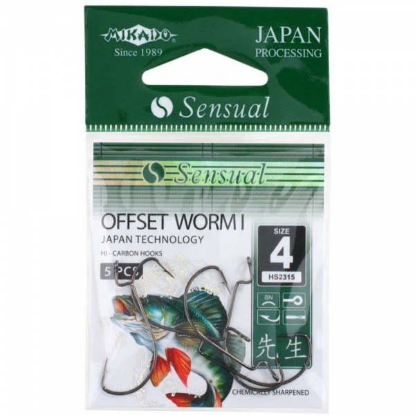 Крючок офсетный Mikado SENSUAL OFFSET WORM I (BLACK NICKEL) №4 5 шт.
