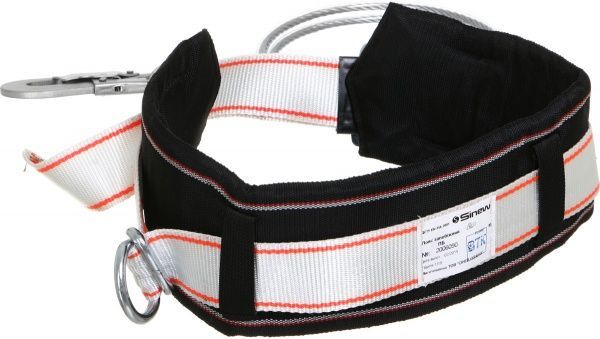 Пояс страховочный зі стропом зі сталевого тросу та малим карбіном Sinew 