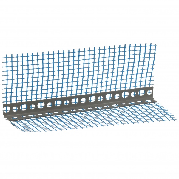 Кутник ПВХ фасадний перфорований з сіткою ШТУКАТУР 70х70 мм 3,0 м 
