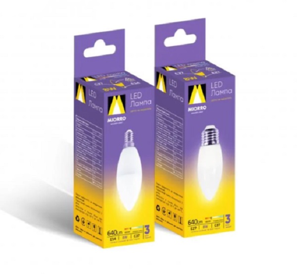 Лампа світлодіодна Miorro 640 Лм 8 Вт C37 матова E27 220 В 4000 К 51-314-006