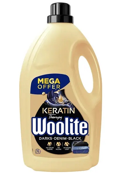Гель для машинной и ручной стирки Woolite для черных и джинсовых тканей с кератином 4,5 л