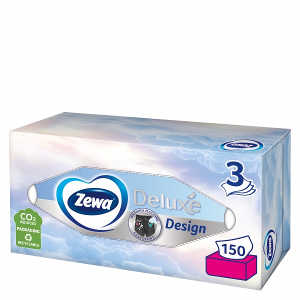 Серветки гігієнічні у коробці Zewa Deluxe Design 3 шари 150 шт.