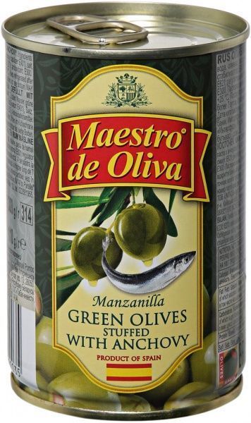 Оливки Maestro De Oliva фаршировані пастою з анчоусу 300 г