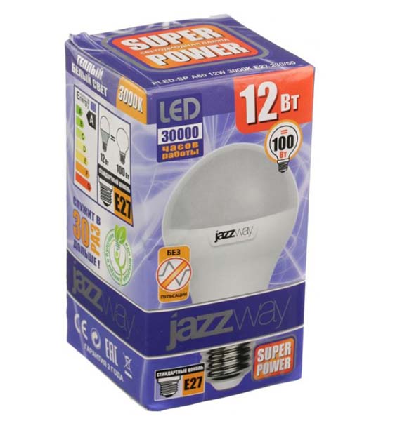Лампа світлодіодна Jazzway 12 Вт A60 матова E27 220 В 3000 К 1033703