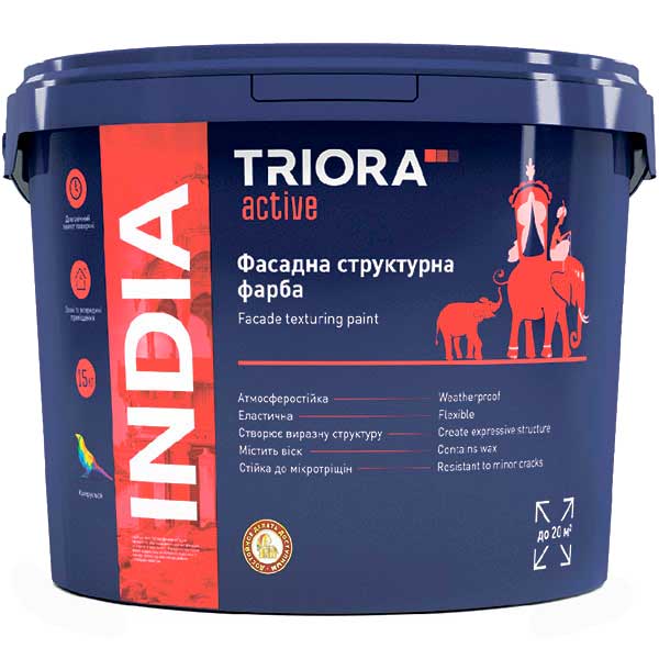Фарба акрилова структурна Triora India мат білий 5кг