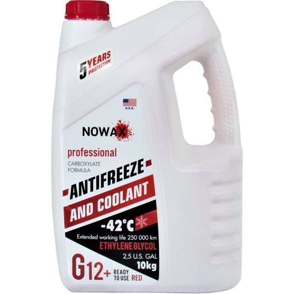 Антифриз Nowax G12+ -42 °С (NX10001) 10кг красный 