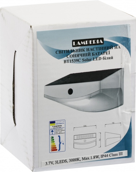 Світильник на сонячній батареї Lamperia BT1539C 1,8 Вт IP44 білий 