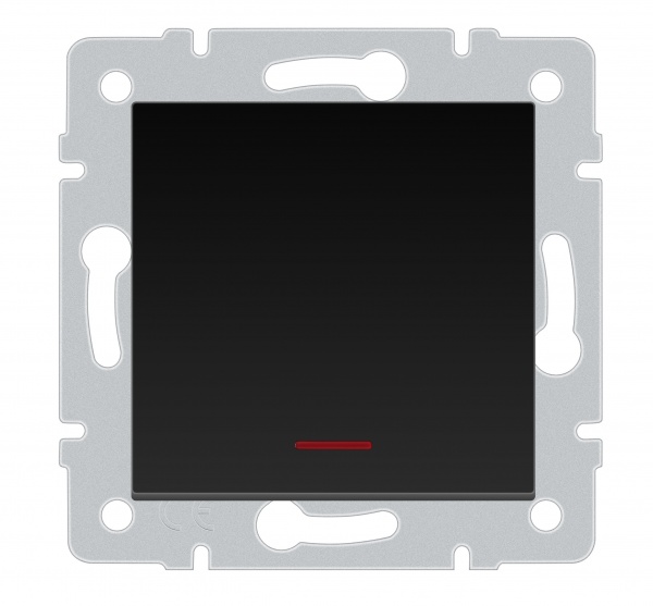 Механизм выключателя одноклавишный HausMark Stelo с подсветкой антрацит 501-4288-111