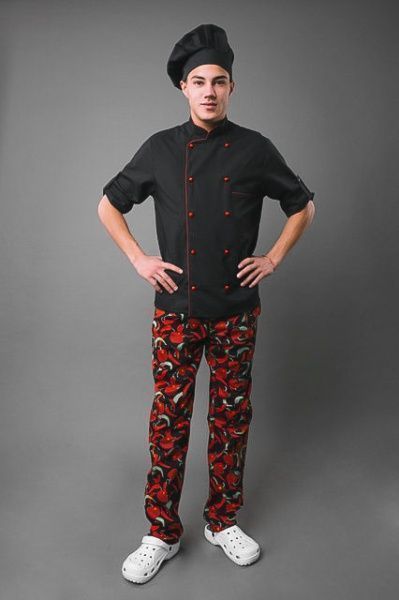 Штаны для повара Lux-Form P78001 Перцы р. 54 черный с красным