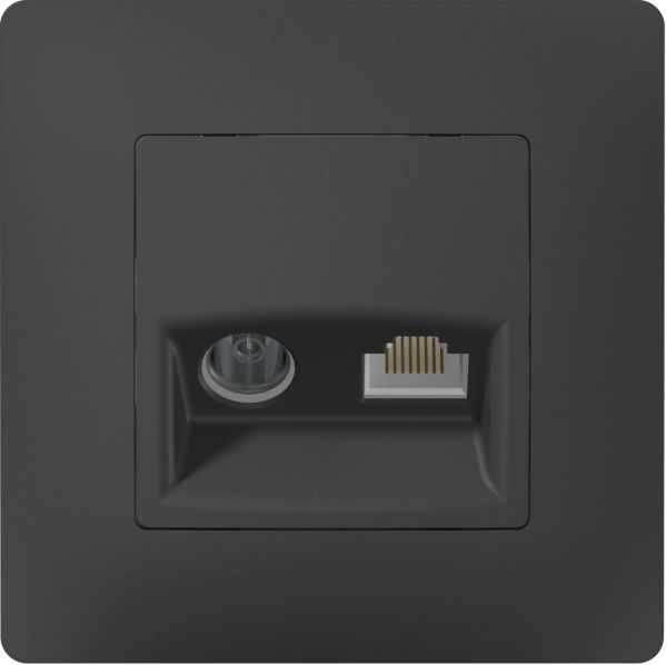 Розетка TV+RJ45 оконечная двойная Plank Electrotechnic Classic/Nordic антрацит PLK0911241
