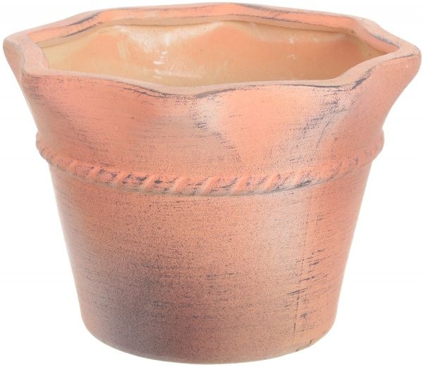 Горщик Viet Thanh Ceramic з блюдцем торбинка 26х18 см VT.9811-1 фігурний коричневий 