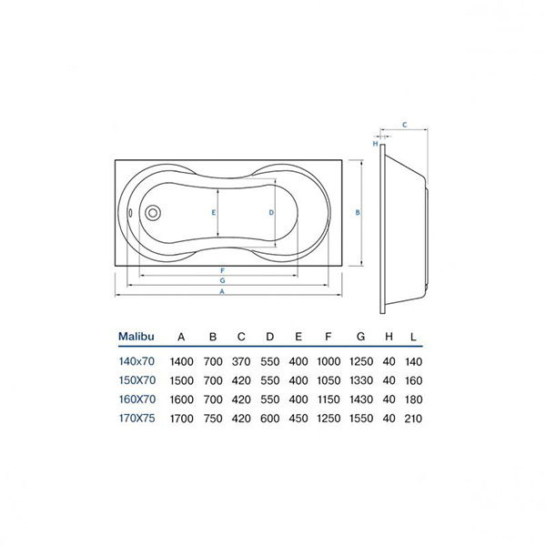 Ванна акрилова Koller Pool Malibu 160x70