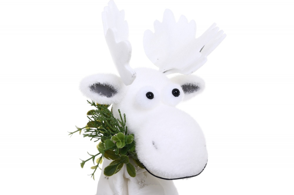 Декорація новорічна лось сидячий з декором біло-синій 38х22х55 см