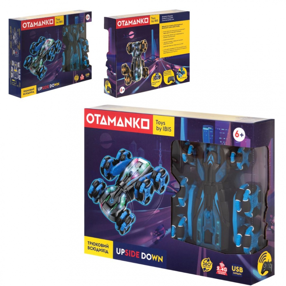 Автомобиль на радиоуправлении OTAMANKO Трюковый вездеход UPSIDE DOWN голубой 532.02.34