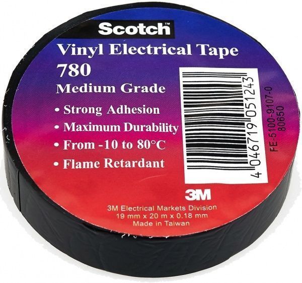 Изолента 3M 19 мм 20 м черная ПВХ