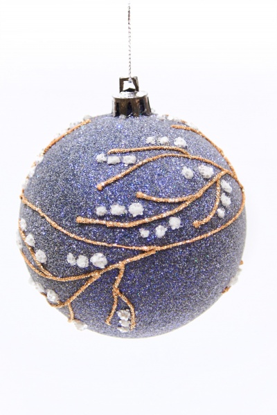 Куля новорічна Гілочки 80 мм фіолетовий 7367