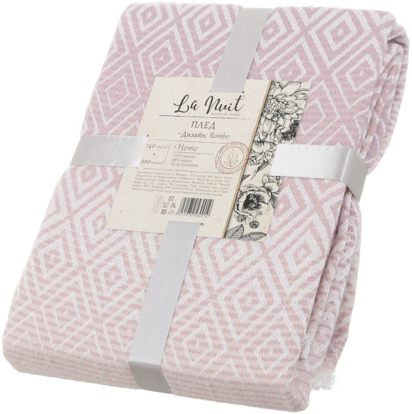 Плед Rombo 140x200 см рожевий із білим La Nuit 