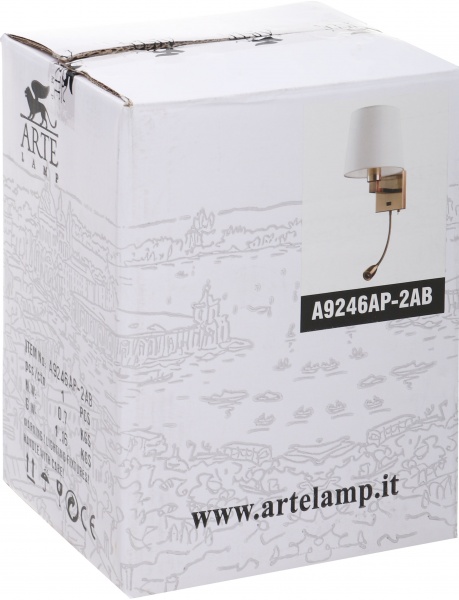 Бра Arte Lamp Hall 1x40 Вт E27 античная бронза A9246AP-2AB 