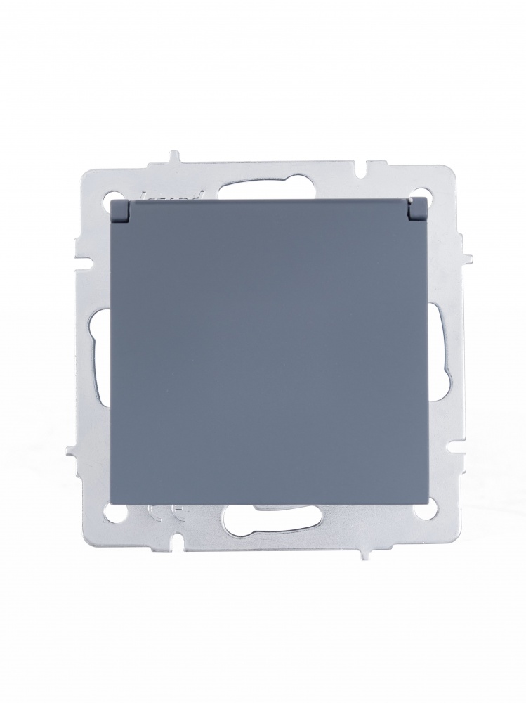 Розетка с крышкой бытовая с заземлением Lezard Vesna шефилд грей 742-3488-123B