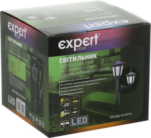 Світильник на сонячній батареї Expert ELE-SGL-EC23211 0,07 Вт IP23 чорний 