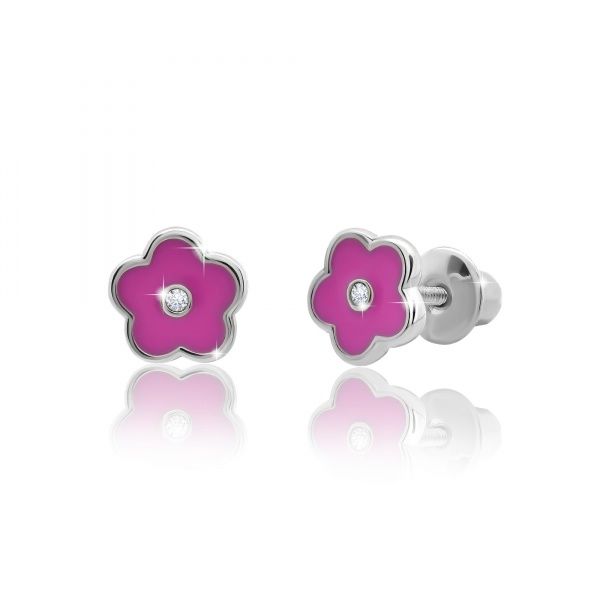 Серьги-пусеты UMa&UMi Цветочек розовый