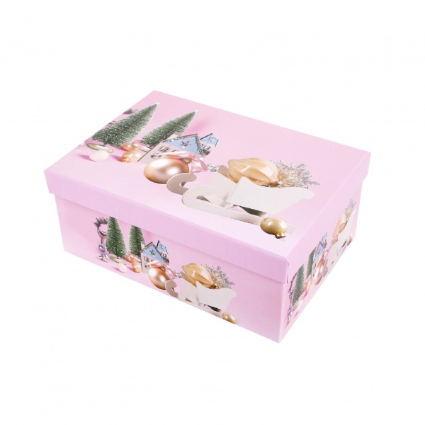 Коробка подарункова рожева новорічна 1110229403 23х16,5 см