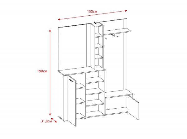 Передпокій Barry білий/дуб артізан 