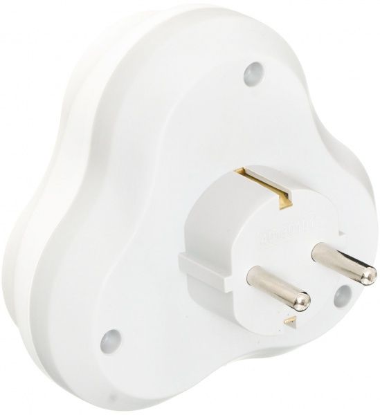 Тройник Nilson 40130101 с заземлением 3 гн. белый 