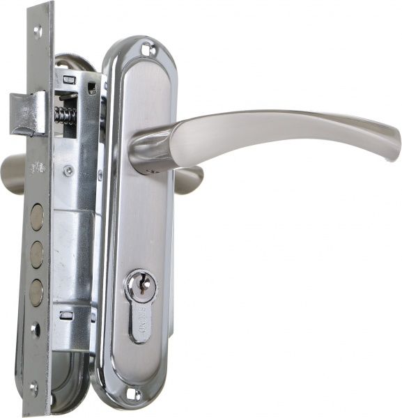 Замок врезной с ручками Bruno PZ 62 мм матовый никель