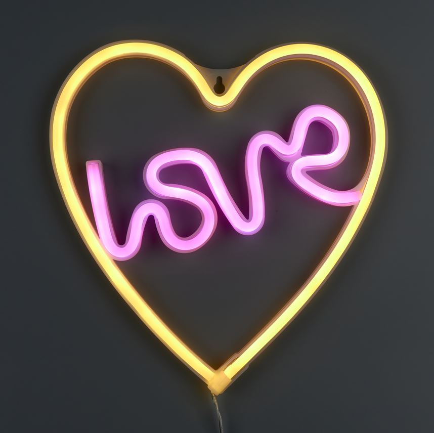 Неоновая вывеска Luna LUDS-NEO-45 Серце Love теплый белый/синий/розовый