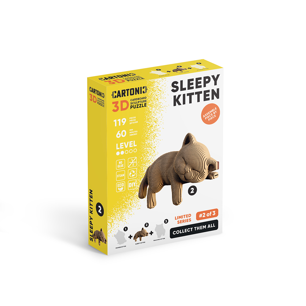 Конструктор картонный Cartonic 3D Puzzle SLEEPY KITTEN CARTMNSLEEP