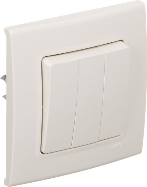 Вимикач триклавішний Viko Linnera без підсвітки 10 А 250В кремовий 90401068