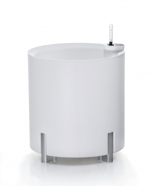 Горщик пластиковий EcoPots Медітеранео ніжки срібні круглий 28л білий 