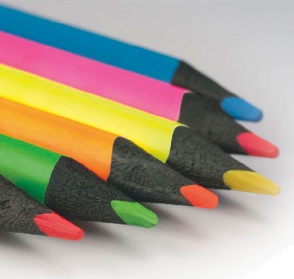 Набор карандашей цветных NEON флуоресцентные 6 шт треугольные Milan