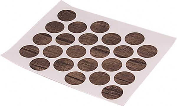 Заглушка самоклеющаяся на минификс d20 мм 24 шт. дуб шамони темный DC