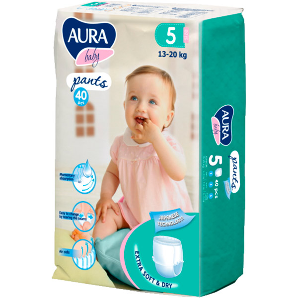 Підгузки-трусики Aura 5 13-20кг 40 шт.