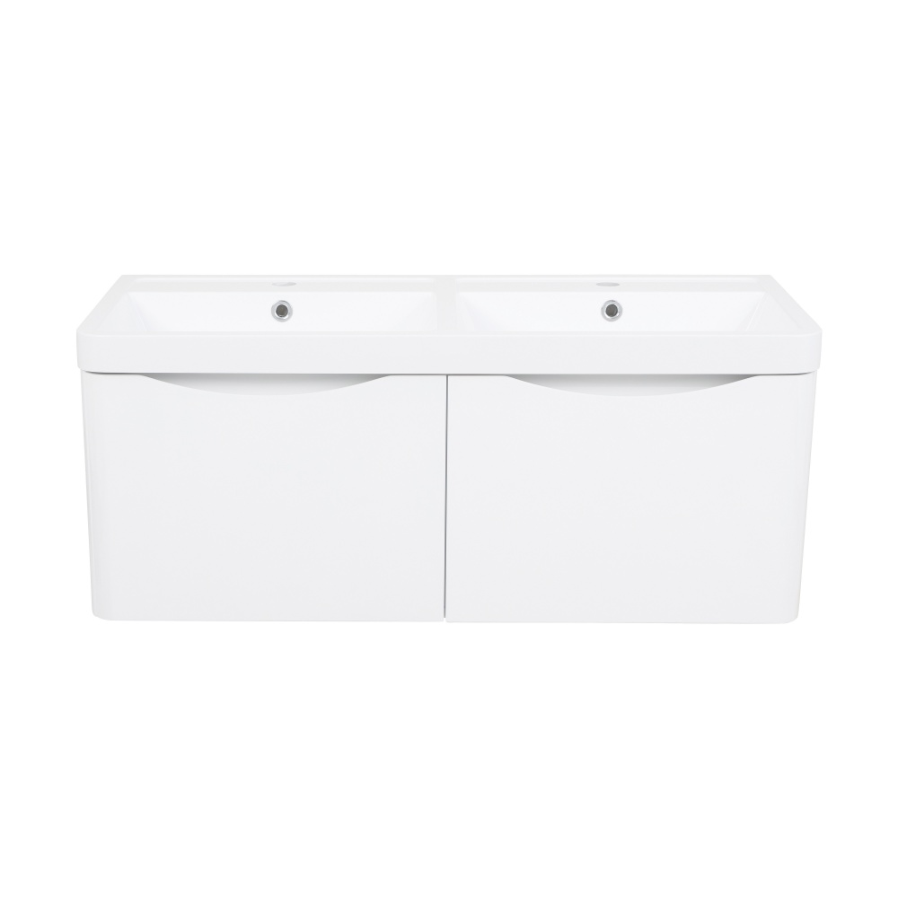 Тумба подвесная Aqua Rodos VISTA белый глянец с умывальником Bar двойная чаша 100 см