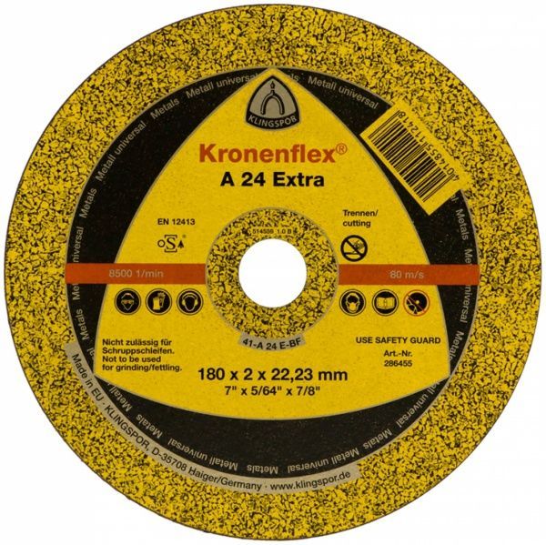 Круг відрізний по металу Klingspor A24 Extra  180x2,0x22,2 мм 10464
