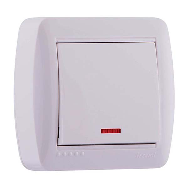 Вимикач одноклавішний Lezard Demet з підсвіткою 10 А 250В IP20 кремовий 711-0300-111