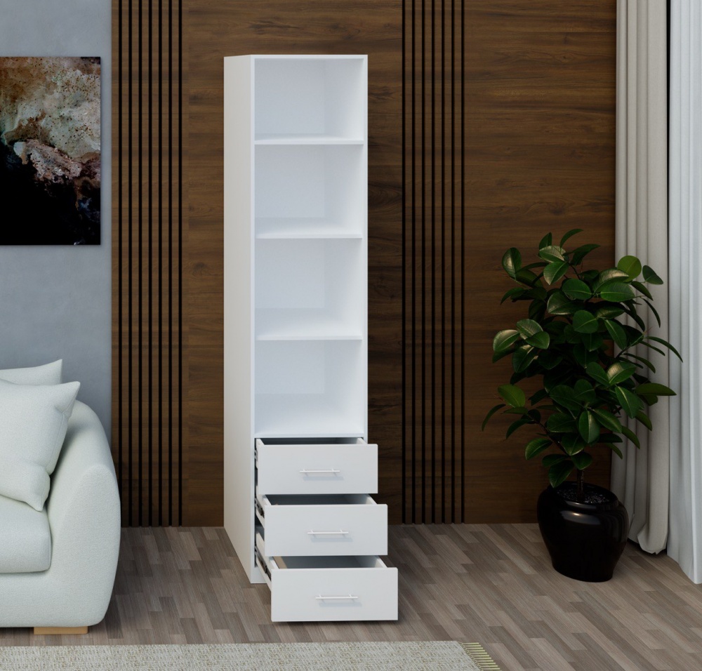 Пенал Світ Меблів Crystal 2250х500х600 мм нимфея альба лакированный белый