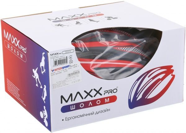 Шолом захисний MaxxPro SV21R р. 55-61 червоний із чорним