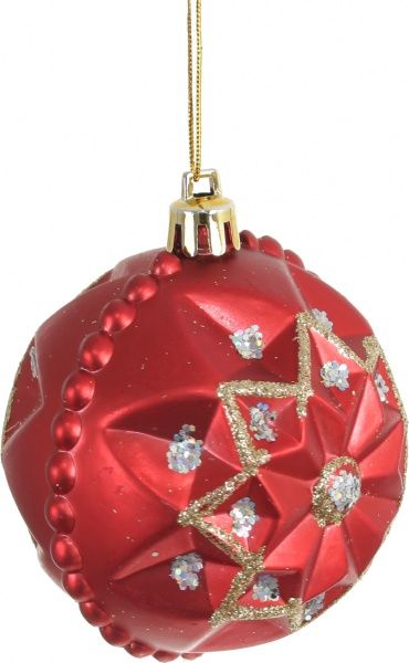 Набор елочных шаров пластиковых Люкс красный d80 мм 75 шт./уп. 